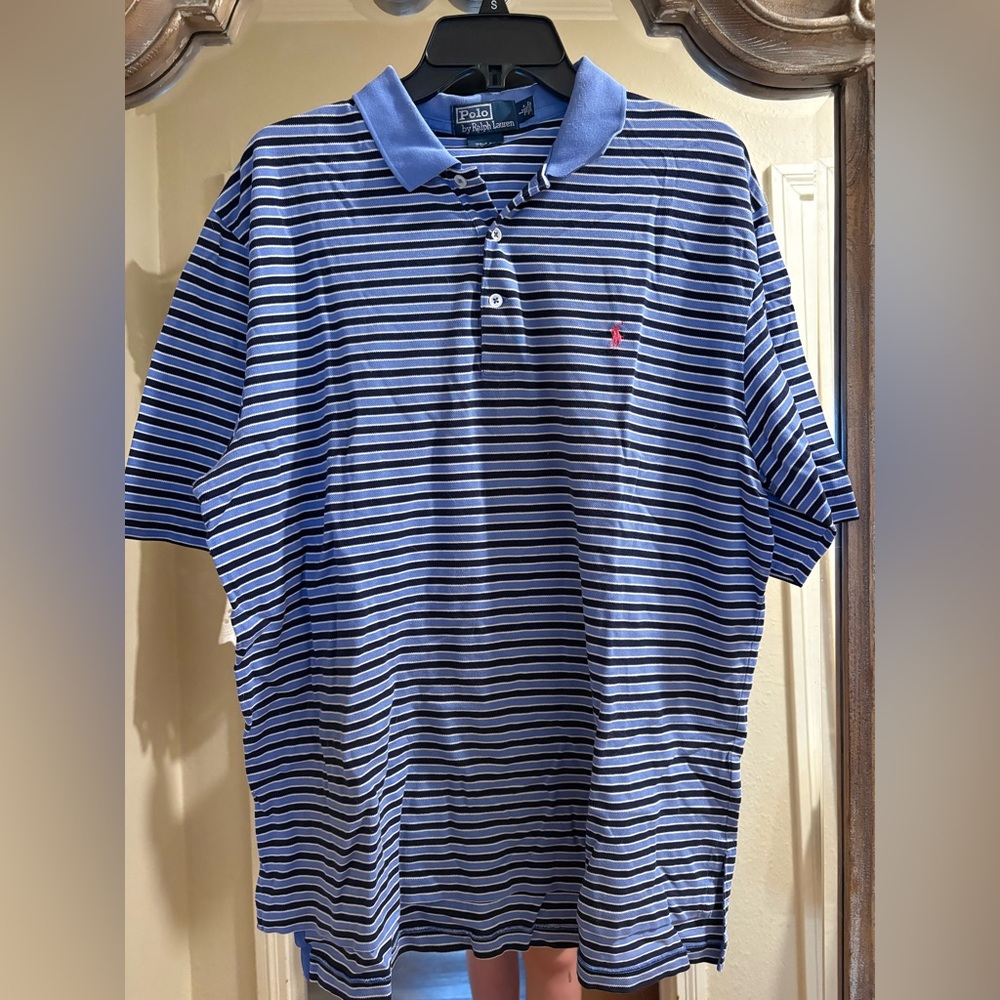 Polo by Ralph Lauren Navy and White Striped Polo Shirt